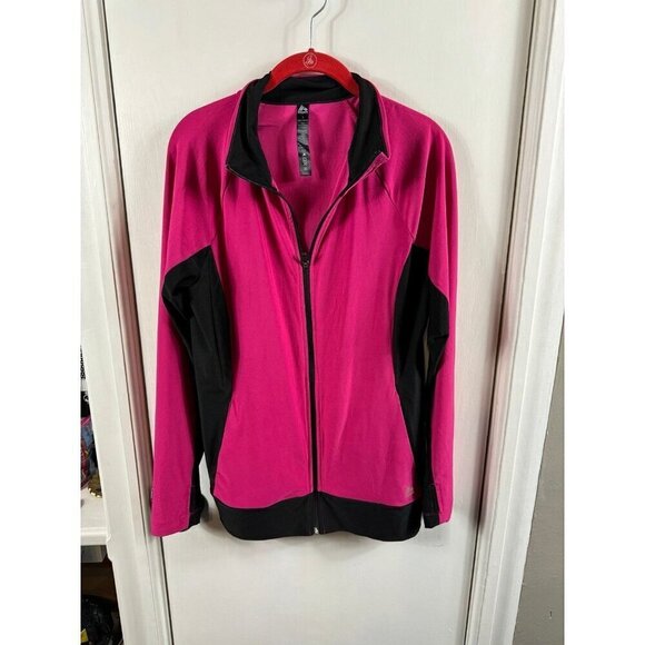 RBX black and pink colorblock full zip track yoga jacket. - Picture 1 of 7